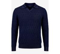 zero - Herren Strickpullover mit Hemdkragen Strukturmuster Deep Sky - Gr. - XL