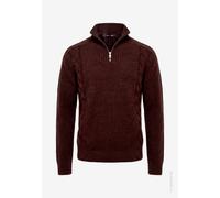 Strickpullover ZERO "Herren mit Stehkragen", Herren, Gr. M, braun (chocolate plum), Obermaterial: 36% Baumwolle, 35% Polyacryl, 27% Polyamid, 2% Elasthan, figurumspielend, Pullover Strickpullover, Pla