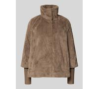 Fellimitatjacke ZERO "zero Damen Fellimitat-Jacke mit Stehkragen", Damen, Gr. 44, grau (desert taupe), Stoff, Obermaterial: 100% Polyester. Ärmelfutter: ohne Futter., unifarben, casual, figurbetont, L