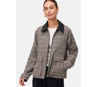 Fieldjacket ZERO "Damen Jacke kariert mit Klappentaschen", Damen, Gr. 42, braun (beigebraun), Web, Obermaterial: 84% Polyester, 12% Wolle, 2% Polyacryl, 1% Viskose, 1% Polyamid. Ärmelfutter: ohne Futt