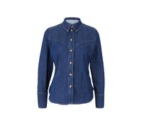 Jeansbluse ZERO "zero Damen Jeanshemd mit Knopfleiste", Damen, Gr. 42, blau (dunkelblau denim), Denim/Jeans, Obermaterial: 98% Baumwolle, 2% Elastan. Ärmelfutter: ohne Futter., unifarben, casual, figu