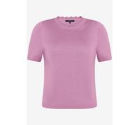 zero - Kurzarm-Strickpullover mit Rüschen-Ausschnitt pink - Gr. - 42