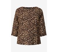 Hemdbluse ZERO "Damen mit Rundhalsausschnitt", Damen, Gr. 36, beigeschwarz, Web, Obermaterial: 100% Viskose, bedruckt, figurbetont normal, Rundhals, eng, Blusen Hemdbluse (20519049-36) beigeschwarz