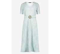 Midikleid ZERO "Damen mit Gürtel", Damen, Gr. 44, Normalgrößen, blau, cream, Obermaterial: 82% Polyester, 16% Viskose, 2% Elasthan, A-Linie lang, V-Ausschnitt, Kleider Midikleid, Material. (67595544-4