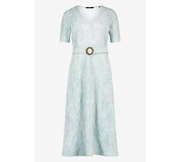 Midikleid ZERO "Damen mit Gürtel", Damen, Gr. 38, Normalgrößen, blau, cream, Obermaterial: 82% Polyester, 16% Viskose, 2% Elasthan, A-Linie lang, V-Ausschnitt, Kleider Midikleid, Material. (67595544-3