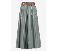 zero - Midirock gestreift mit Gürtel green/cream - Gr. - 42