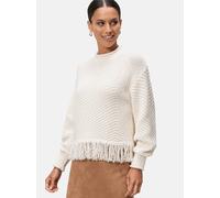 Strickpullover ZERO "zero Damen Pullover mit Fransen", Damen, Gr. 38, gelb (eggnog), Strick, Obermaterial: 71% Polyacryl, 29% Baumwolle. Ärmelfutter: ohne Futter., Strukturmuster, casual, figurumspiel