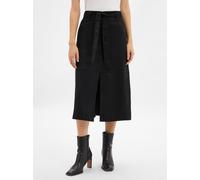 Midirock ZERO "zero Damen Midirock mit Bindegürtel", Damen, Gr. 42, schwarz (schwarz beauty), Stoff, Obermaterial: 95% Polyester (Recycled), 5% Elastan. Ärmelfutter: ohne Futter., aufgeraut, casual, f