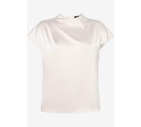 Zero Satinbluse Damen mit Kragen Gr. 42 Satin 96% Polyester 4% Elasthan glänzend figurbetont eggnog