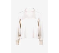 Satinbluse ZERO "Damen Satinbluse mit Stehkragen", Damen, Gr. 40, french oak, Satin, Obermaterial: 60% Polyester (Recycled), 40% Polyester. Ärmelfutter: ohne Futter., glänzend, festlich, figurbetont n