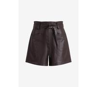 zero - Shorts Lederoptik mit Bindegürtel chocolate plum - Gr. - 38