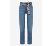 Slim-fit-Jeans ZERO "Damen mit Leo-Gürtel Style Orlando 28 Inch", Damen, Gr. 40, Normalgrößen, middle blau denim, Obermaterial: 99% Baumwolle, 1% Elasthan, unifarben, Jeans Slim-fit-Jeans (73384645-40