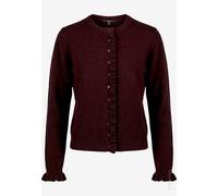 zero - Strickjacke Damen mit Rüschen Dark Brown Melange - Gr. - 40