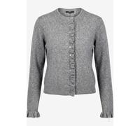Zero Strickjacke Cardigan Damen mit Rüschen – Baumwoll-Mix, Rundhals, Gr. 38, Grau meliert