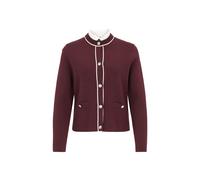 Strickjacke ZERO "Damen mit Ziertaschen", Damen, Gr. 36, rot (patch dunkelrot, cream), Strick, Obermaterial: 52% Viskose, 28% Polyester, 20% Polyamid, unifarben, figurbetont normal, eng, Strickjacken 