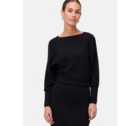 Strickkleid ZERO "zero Damen Strickkleid mit U-Boot Ausschnitt", Damen, Gr. 42, Normalgrößen, schwarz (schwarz beauty), Strick, Obermaterial: 50% Viskose, 27% Polyamid, 23% Polyester. Ärmelfutter: ohn