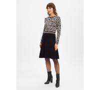 Strickkleid ZERO "Damen Strickkleid mit Leomuster", Damen, Gr. 44, Normalgrößen, schwarzcream, Strick, Obermaterial: 78% Viskose, 22% Polyamid. Ärmelfutter: ohne Futter., bedruckt, figurbetont kurz, U