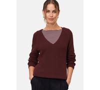 Strickpullover ZERO "zero Damen Strukturpullover mit V-Ausschnitt", Damen, Gr. 36, mystic berry, Strick, Obermaterial: 60% Baumwolle (Organic), 40% Polyacryl. Ärmelfutter: ohne Futter., casual, figuru