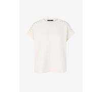 Sweatjacke ZERO "zero Damen Sweatshirt mit Nieten", Damen, Gr. 44, weiß (patch creamsilber), Sweatware, Obermaterial: 63% Polyacryl, 37% Polyamid. Ärmelfutter: ohne Futter., unifarben, casual, figurum