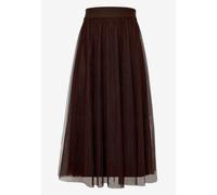 Midirock ZERO "Damen mit Falten", Damen, Gr. 34, braun (chocolate plum), Tüll, Obermaterial: 100% Polyester, transparent, ausgestellt lang, Röcke, Material (90093368-34) chocolate plum