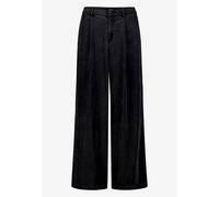 Stoffhose ZERO "Damen mit weitem Bein", Damen, Gr. 44, Normalgrößen, schwarz (schwarz denim), Obermaterial: 67% Lyocell, 23% Polyester, 10% Viskose, ausgestellt lang, Hosen Stoffhose, Schnallen (66414