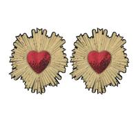 Zerodeko 2 Stück Handgefertigte Pailletten Herz Aufnäher aus Stickerei und Vliesstoff Langlebig und Sicher für Kleidung Reparatur und Selbstgemacht Bastelpatches