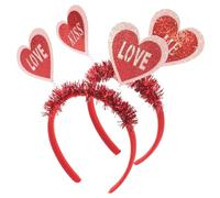 Zerodeko 2 Stück Rotes Haarband mit Herzmotiv Liebesherz Stirnband für Valentinstag Hochzeit und Party Festival Kopfschmuck für Damen