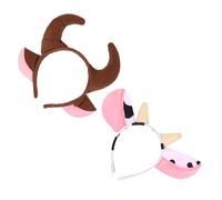 Zerodeko 2 Stück Stirnband mit Cartoon Kuhhörnern Weiches Haarband für Mädchen Party und Cosplay Kopfschmuck