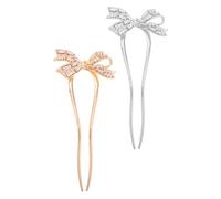 Zerodeko 2 Stück U förmige Haarnadeln mit Strass Schleifen Chinesische Vintage Haargabeln für Brautfrisuren Französische Haarspangen mit Doppeltem Zinken Elegant für Hochzeit Party