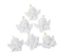 Zerodeko 6 Stück Engelsanhänger aus Kunstharz Selbstgemacht Schmuckcharms in Gold Kleiner Engel Schmuckanhänger für Basteln und Schlüsselanhänger