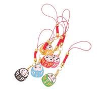 Zerodeko 6 Stück Schlüsselanhänger Japan Daruma aus Legierung und Geflochtenem Seil Süßer Schlüsselanhänger Japanisch als Glücksbringer und Niedlicher Kawaii für Geldbörse und Rucksack