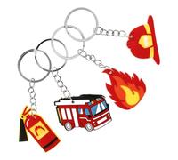 Zerodeko Feuerwehrauto-Schlüsselanhänger Feuerwehrmann-Schlüsselanhänger Ringe Feuerlöscher-Schlüsselanhänger Süßer Schlüsselanhänger Für Rucksack Handtasche Geldbörse Anhänger Ornamente 4