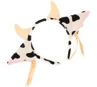 Zerodeko Plüsch Kuh Stirnband mit Schleife und Glocke Dekorativer Haarreif für Party Bühne und Karneval Hautfreundliches Haaraccessoire für Damen