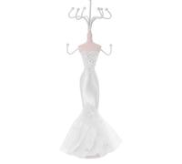 Zerodeko Schmuckständer Kleid Puppe Weiß Fischschwanz Design Schmuckhalter für Halsketten Ohrringe Armbänder Platzsparender Schmuckhalter für Zuhause Laden und Ausstellung Stilvolles Dekor