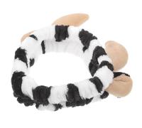 Zerodeko Süßes Kuh Stirnband aus Plüsch mit Hörnern und Ohren Elastisches Make Up Haarband für Gesicht Waschen und Tägliches Tragen Bequem für Damen