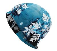 zerosevenee Wintermütze mit Schneeflocken-Motiv, Strickmütze, Kopfbedeckung, Beanie-Mütze, Baggy Slouchy, Totenkopf-Mütze für Erwachsene, Damen, Herren, Winter Ice Snowflake (1), Einheitsgröße