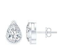 Zertifizierte 5 x 7 mm birnenförmige Moissanit-Solitär-Ohrstecker für Frauen, vergoldetes Silber, Tropfenform, D-Vs1 Qualität, Moissanit aus Sterlingsilber, Moissanit