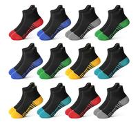 ZERULETS Jungen Sneaker Socken 12 Paar Kinder Baumwolle Sportsocken Bunte Knöchelsocken Schwarz Weiß mit atmungsaktivem Netz und Fußstütze für Schule Sport Alltag Alter 1-14 Jahre