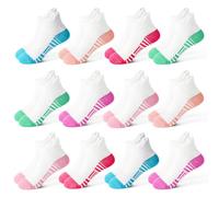 ZERULETS Mädchen Sneaker Socken 12 Paar Kinder Baumwolle Sportsocken Bunte Knöchelsocken Schwarz Weiß mit atmungsaktivem Netz und Fußstütze für Schule Sport Alltag Alter 1-14 Jahre