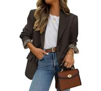 ZESICA Lässige Blazer für Damen 2025 Herbst Arbeit Büro Jacken Revers offene Vorderseite Blazer Outfits mit Taschen, Kaffee, S