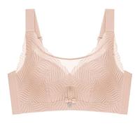 ZESLIV Damen BH Minimizer bügelloser BH große größen Hautfarbe 100E Spitze Push up BH Vollschalen Bustier BH Breite Träger