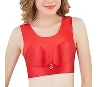 ZESLIV Damen BH Minimizer ohne bügel große größen 120D Rot Nahtlos Push up BH Vollschalen Bustier BH Breite Träger