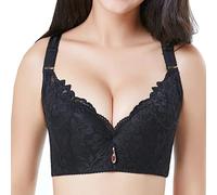 ZESLIV Damen BH Minimizer ohne bügel große größen 75B Schwarz Spitze Push up BH Wohlfühl Bustier