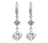 ZESLIV Damen lange Ohrringe hängend 925 Silber Ohrstecker Würfel Strass Modeschmuck Ohrhänger