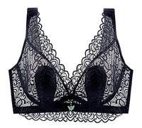 ZESLIV Damen Minimizer BH mit Bügel Schwarz 115C Große Größen BH Ungefütterter Vollschalen Spitze Bustier Push up BH Breite Träger