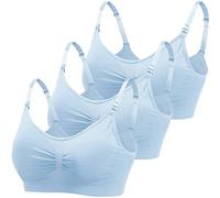 ZESLIV Damen Nahtloser Still-BH aus Baumwolle 3er Pack Schwangerschafts BH Blau Ohne Bügel Mutterschaft BH
