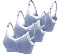 ZESLIV Damen Nahtloser Still-BH aus Baumwolle 3er Pack Schwangerschafts BH Blau Ohne Bügel Spitze Mutterschaft BH
