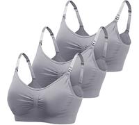 ZESLIV Damen Nahtloser Still-BH aus Baumwolle 3er Pack Schwangerschafts BH Grau Ohne Bügel Mutterschaft BH