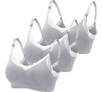 ZESLIV Damen Nahtloser Still-BH aus Baumwolle 3er Pack Schwangerschafts BH Grau Ohne Bügel Spitze Mutterschaft BH