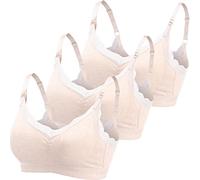 ZESLIV Damen Nahtloser Still-BH aus Baumwolle 3er Pack Schwangerschafts BH Hautfarbe Ohne Bügel Spitze Mutterschaft BH